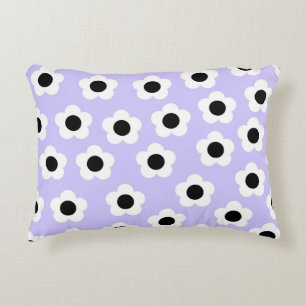 Cute Black and White Flower With Blue Background Decorative Cushion
