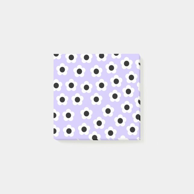 Cute Black and White Flower With Blue Background Post-it Notes (Front)