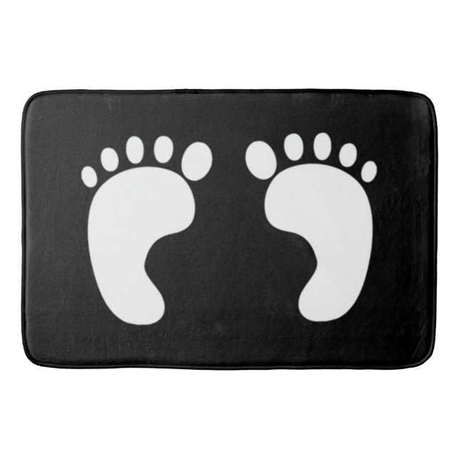 Cute Black and White Footprints Bath Mat (Front)