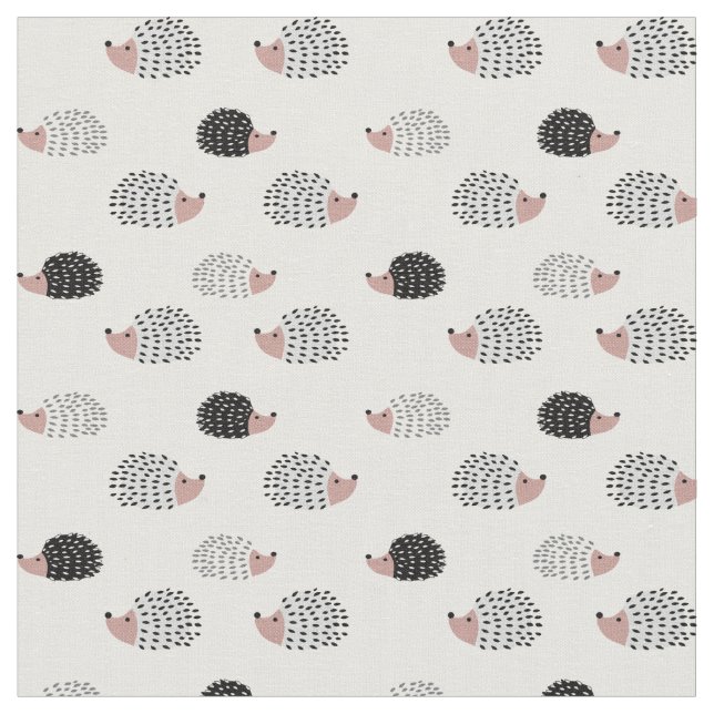 Cute black and white hedgehog pattern fabric (Close Up)