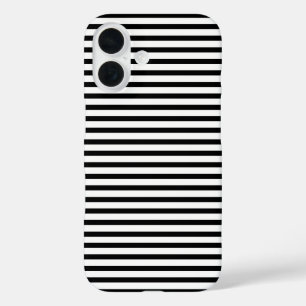 Cute black and white horizontal stripes modern iPhone 16 case