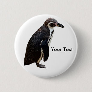 Cute Black and White Humboldt Penguin Name Tag 6 Cm Round Badge