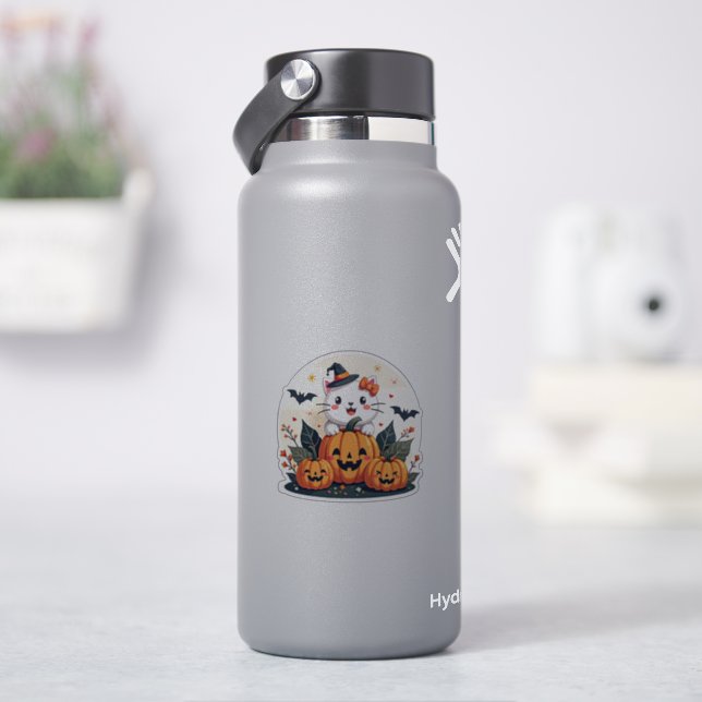 Cute Black and White Kitten – Spooky Sticker (HydroFlask)