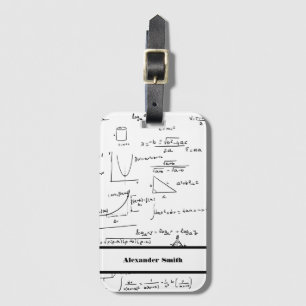 Cute Black and White Math Equations Pattern Travel Luggage Tag