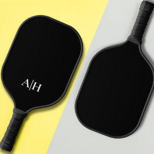 Cute Black and White , Modern Monogram Pickleball Paddle