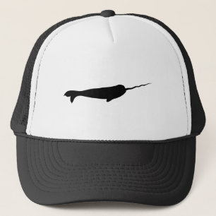 Cute Black and White Narwhal Silhouette Trucker Hat