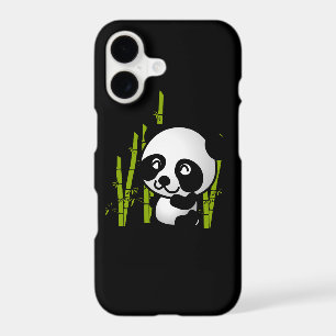 Cute black and white panda bear in a bamboo grove.