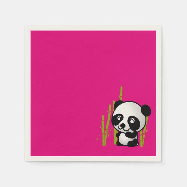 Cute black and white panda bear in a bamboo grove. napkin (Front)