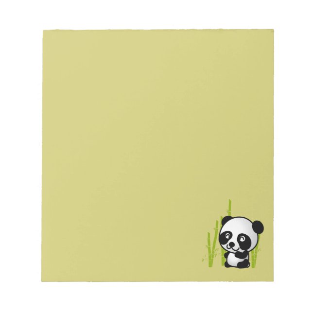Cute black and white panda bear in a bamboo grove. notepad (Front)