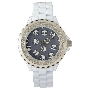 Cute Black and White Panda Cartoon Pattern Watch