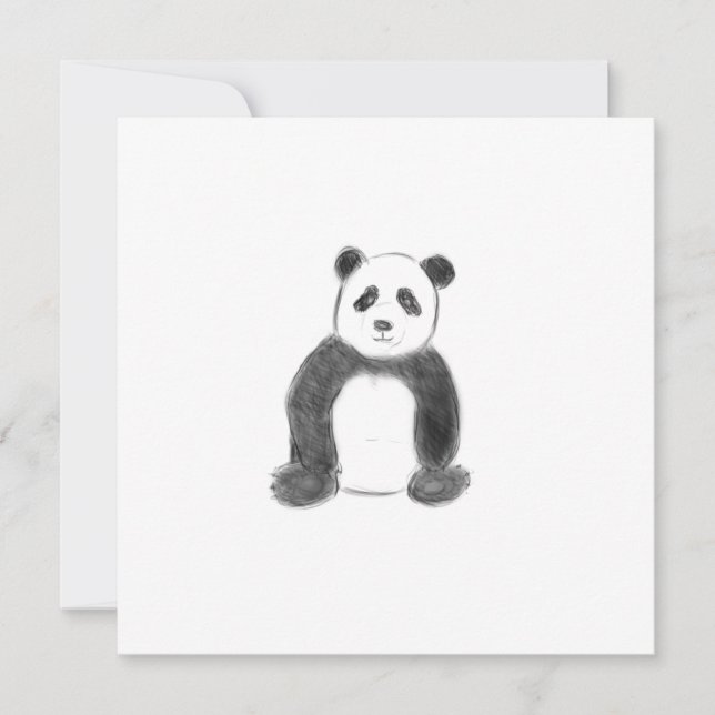 Cute black and white panda sketch card (Front)