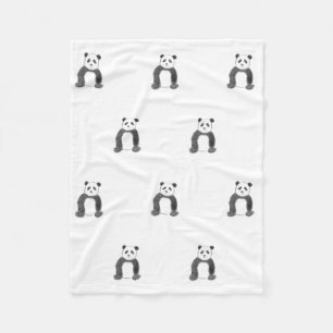 Cute black and white panda sketch fleece blanket