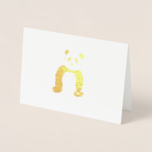 Cute black and white panda sketch foil card