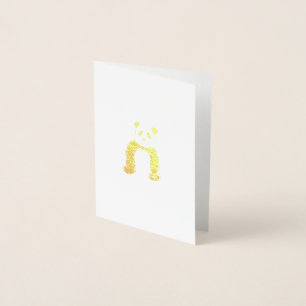 Cute black and white panda sketch foil card