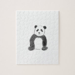 Cute black and white panda sketch jigsaw puzzle