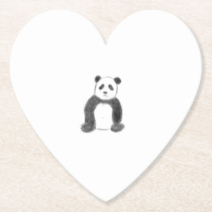 Cute black and white panda sketch paper coaster