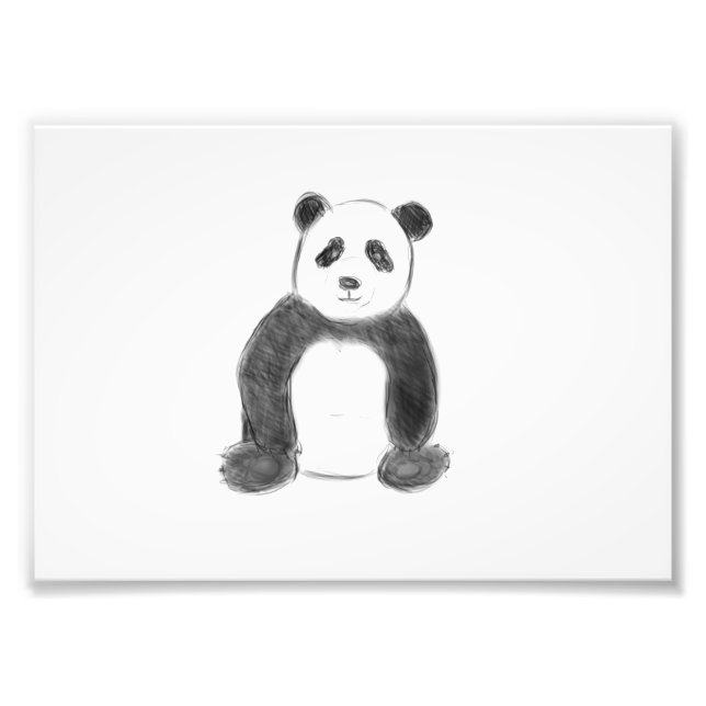 Cute black and white panda sketch photo print (Front)