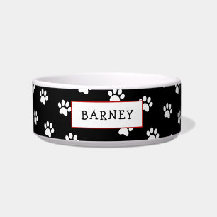 Cute Black and white paw print pet bowl
