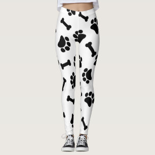 Cute Black and White Paw Prints  Leggings