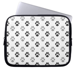 Cute Black And White Paw Prints Pattern Laptop Sleeve