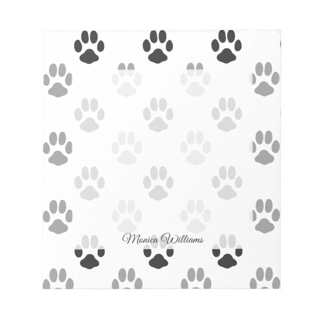 Cute Black And White Paw Prints Pattern Notepad (Front)