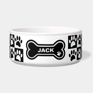 Cute Black and White Paw Prints Personalised Dog