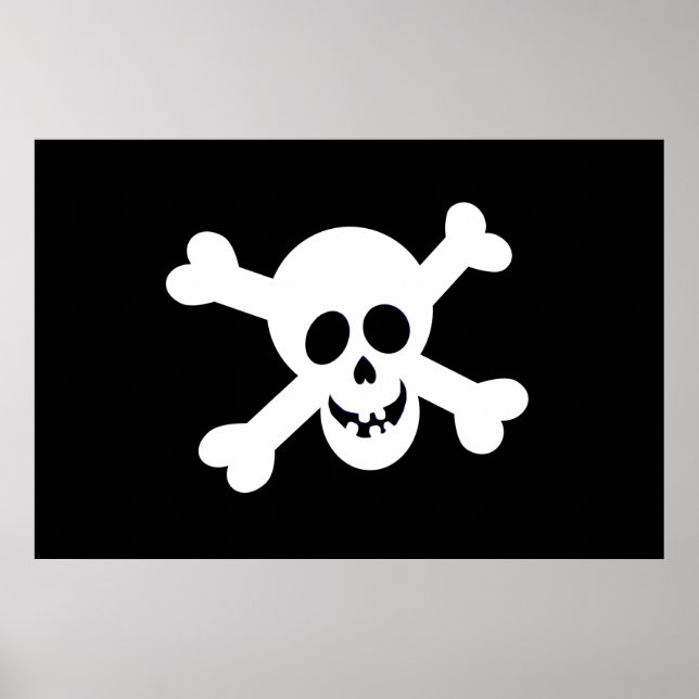 Cute Black and White Pirate Flag Poster (Front)