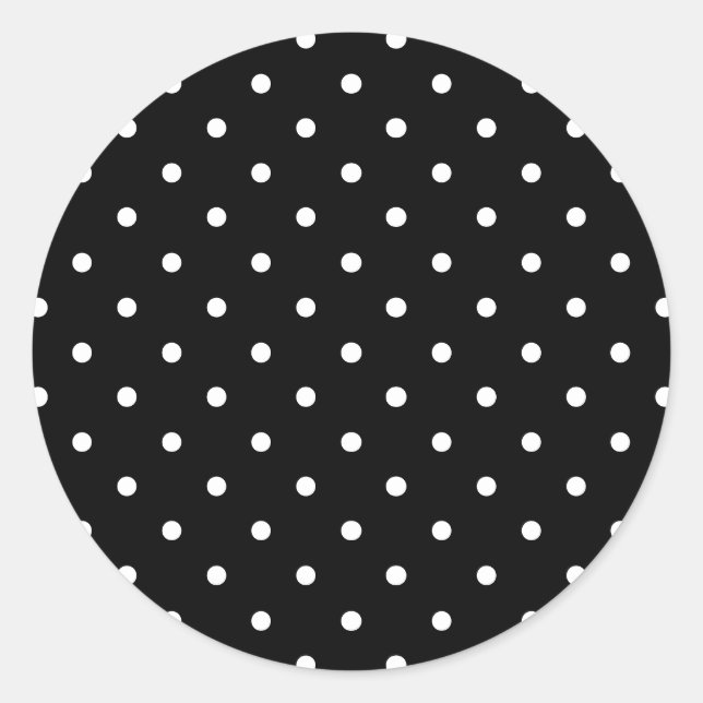 Cute black and white polka dots pattern chic classic round sticker (Front)