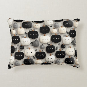 Cute Black and White Pumpkin Fall Pattern Decorative Cushion