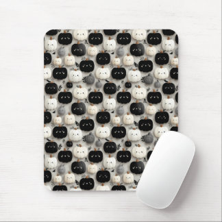 Cute Black and White Pumpkin Fall Pattern Mouse Pad
