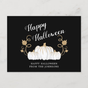 Cute Black And White Pumpkin Halloween Postcard