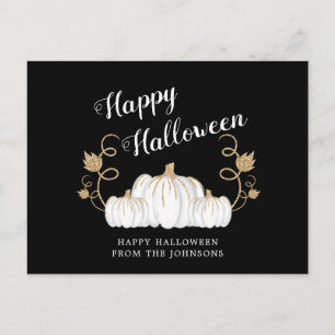 Cute Black And White Pumpkin Halloween Postcard