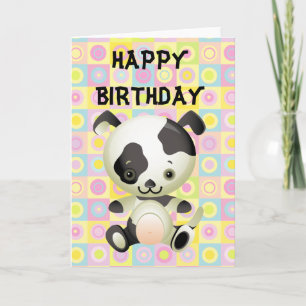 Cute Black and white Puppy Dog Birthday Card