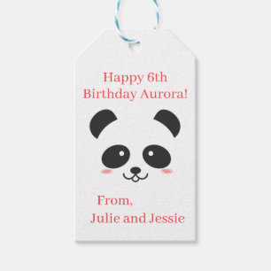 Cute Black and White Simple Kawaii Panda Bear Gift Tags
