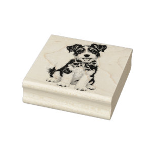Cute Black and White Terrier Stamp