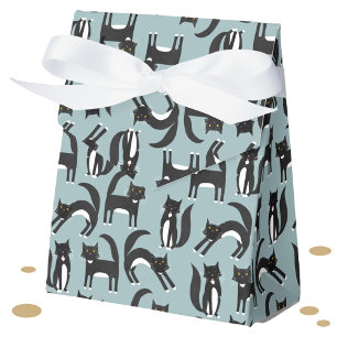 Cute Black and White Tuxedo Cat Pattern Favour Box