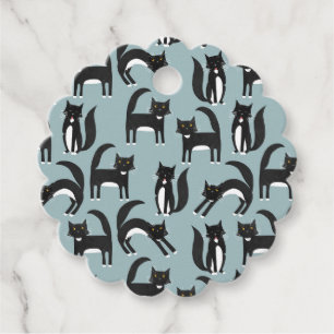 Cute Black and White Tuxedo Cat Pattern Favour Tags