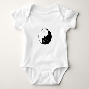 cute black and white yin and yang cat love design  baby bodysuit
