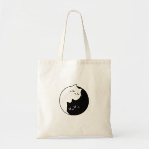 cute black and white yin and yang cat love design  tote bag