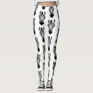 Cute black and white zebra pattern leggings