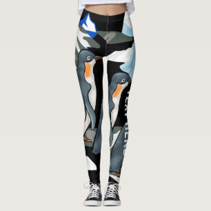 Cute Black Arctic Adventure Elegant Penguin Women  Leggings