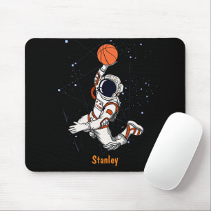 Cute Black Astronaut Outer Space Galaxy Basketball Mouse Pad