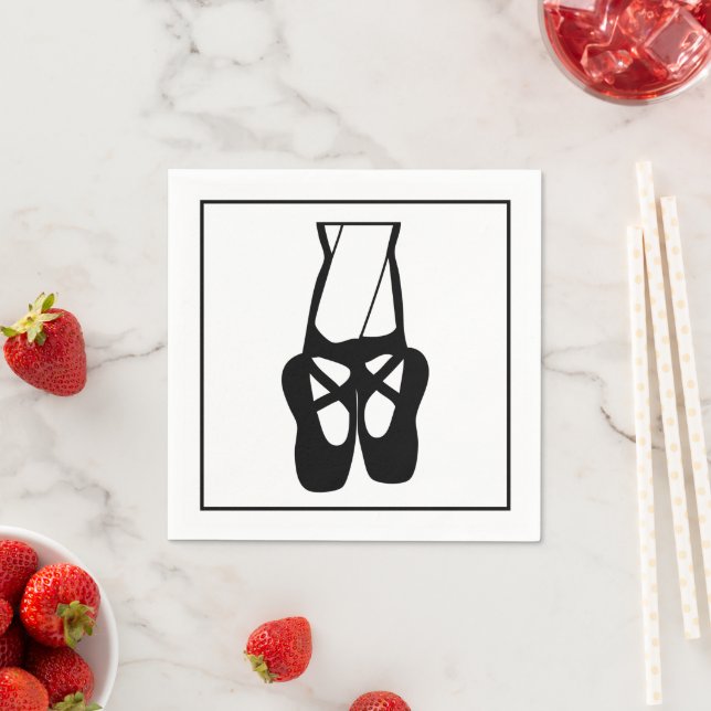 Cute Black Ballet Slippers En Pointe Napkin (Insitu)