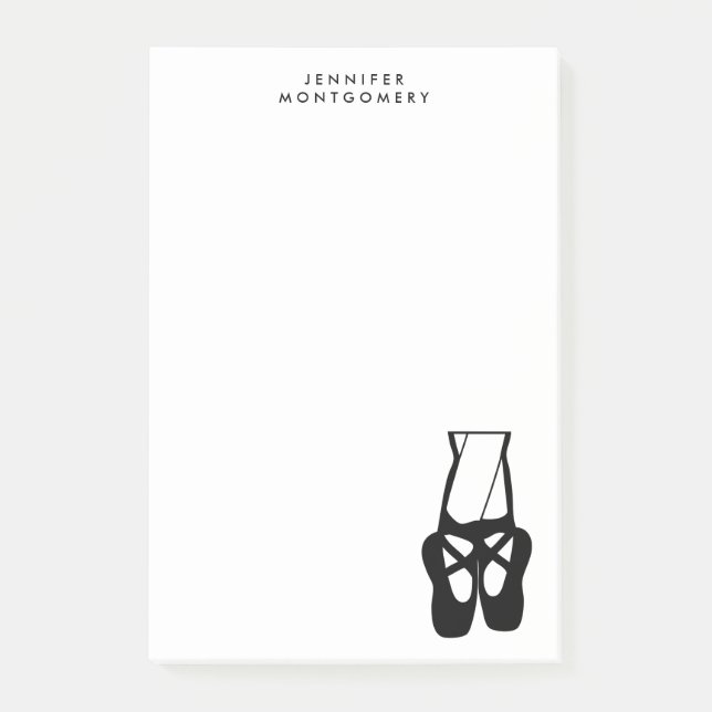 Cute Black Ballet Slippers En Pointe Post-it Notes (Front)