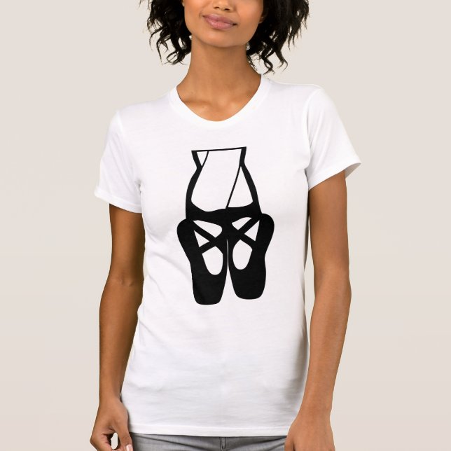 Cute Black Ballet Slippers En Pointe T-Shirt (Front)