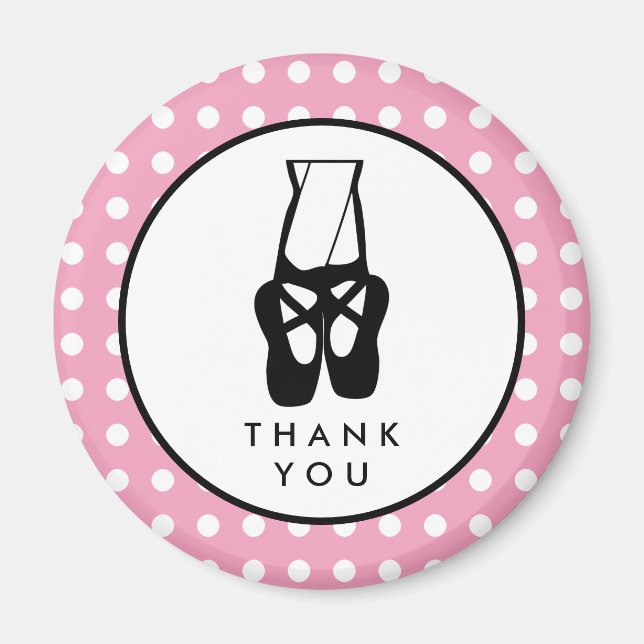 Cute Black Ballet Slippers En Pointe Thank You Magnet (Front)
