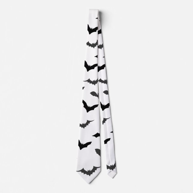 Cute Black Bats Pattern Halloween Tie (Front)