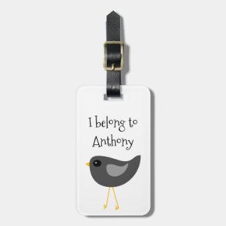 Cute black bird luggage tag