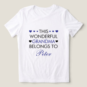 Cute Black & Blue Saying Grandkid Name Grandma Tri-Blend Shirt