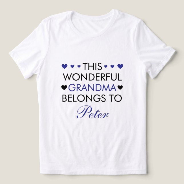 Cute Black & Blue Saying Grandkid Name Grandma Tri-Blend Shirt (Design Front)